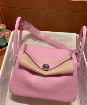 에르메스 린디백26 핑크 은장 끌레망스 가죽